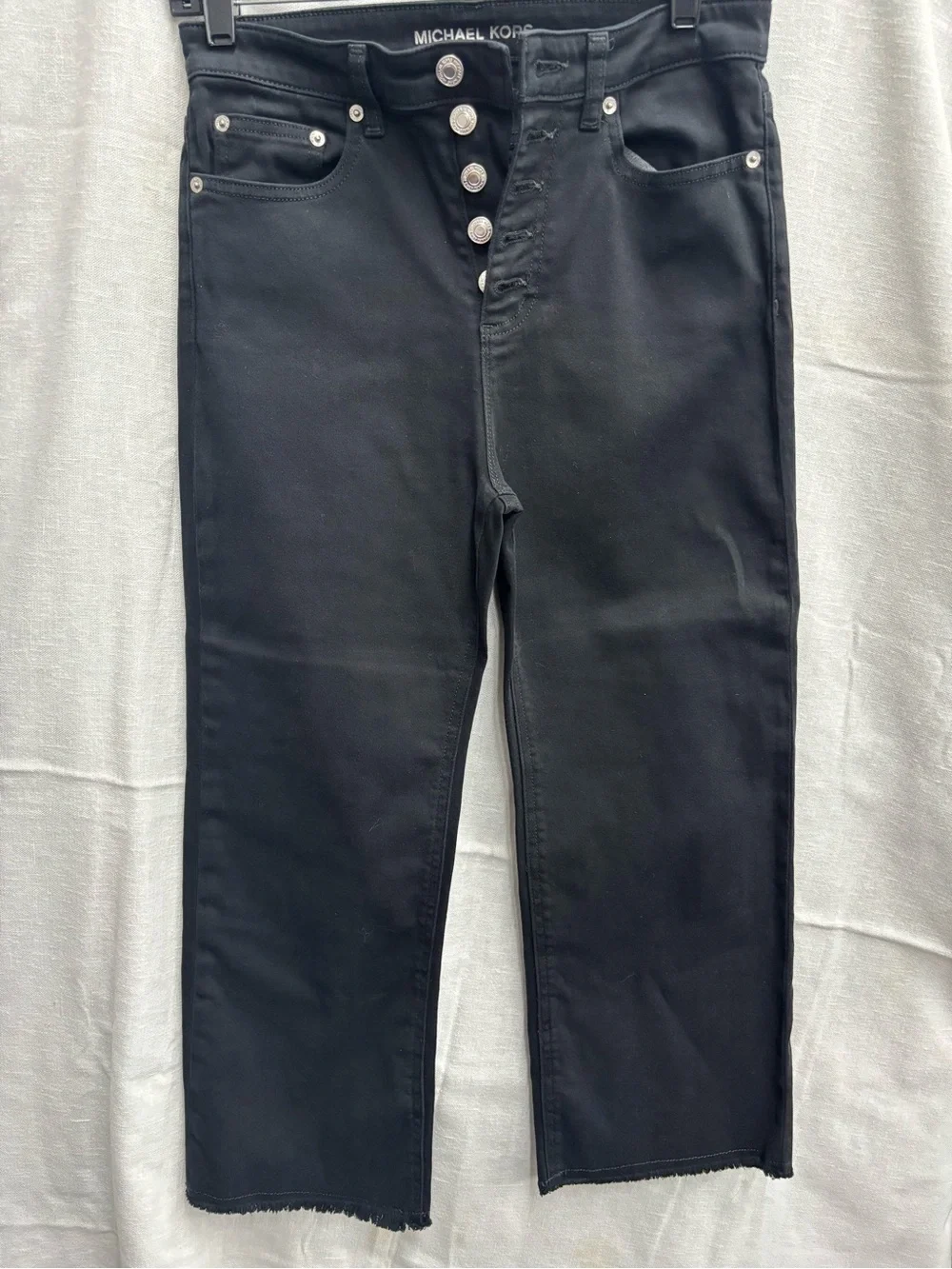 Michael Kors Black Slim Straight Women's Jeans with Exposed Button Fly